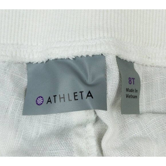 Athleta Linen Pants Solid White Women's 8T Tall Drawstring Pull On Vacation - Picture 2 of 13